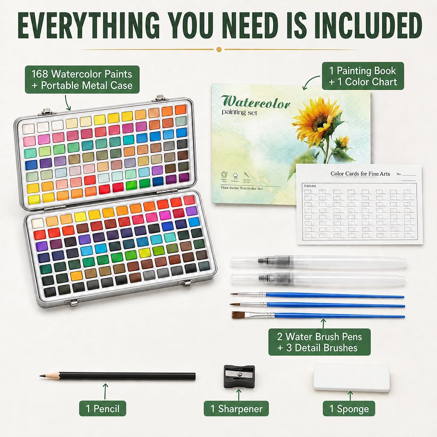Professional 168-Color Watercolor Paint Set - Hình 5