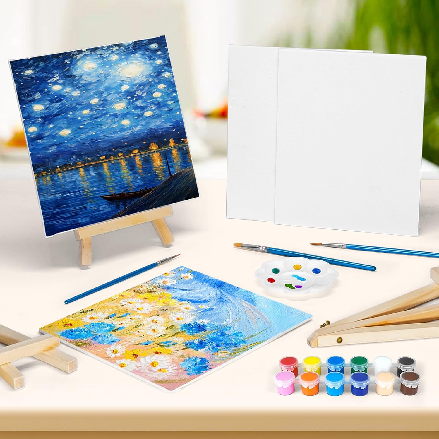 56-Piece Canvas Easel Art Kit - Hình 2