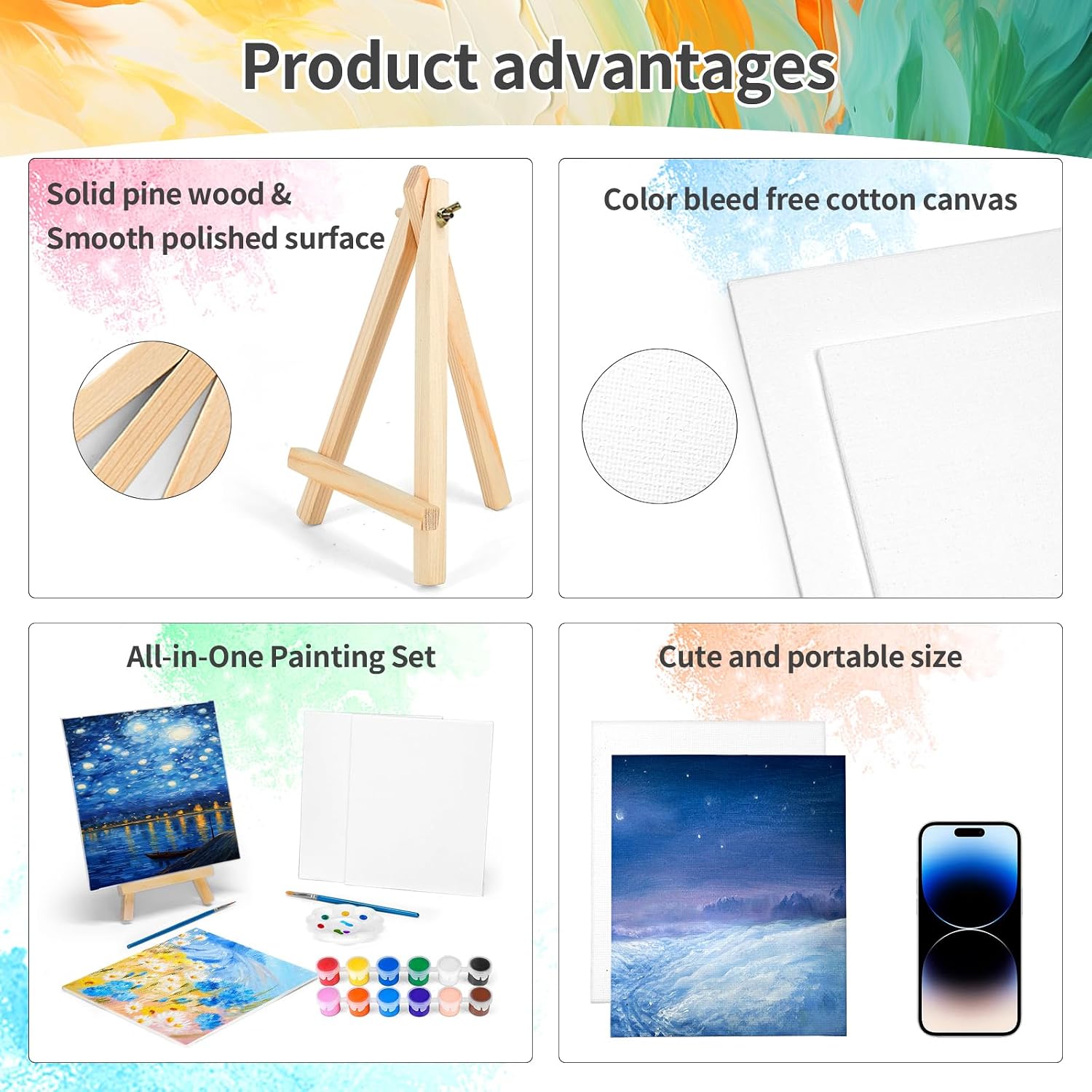 56-Piece Canvas Easel Art Kit - Hình 4