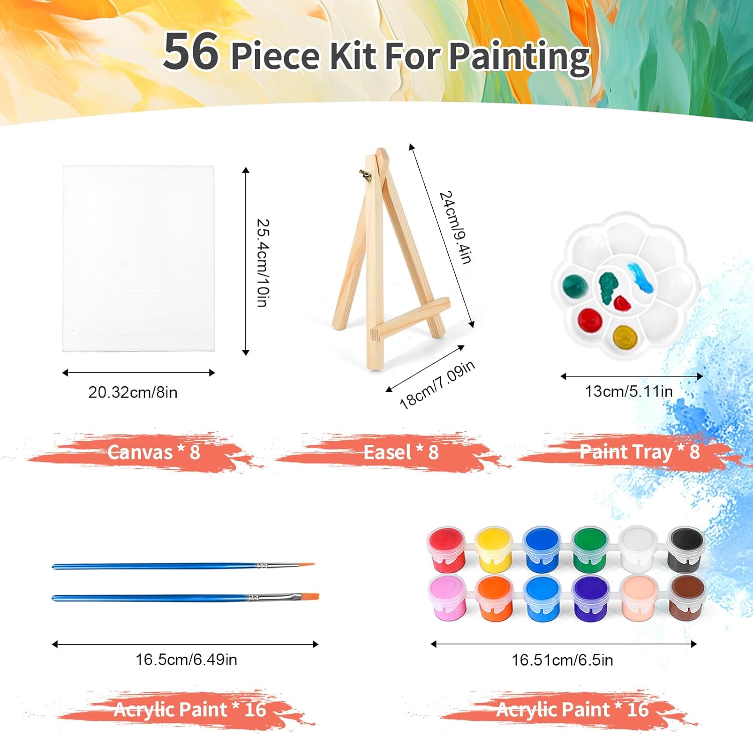56-Piece Canvas Easel Art Kit - Hình 3
