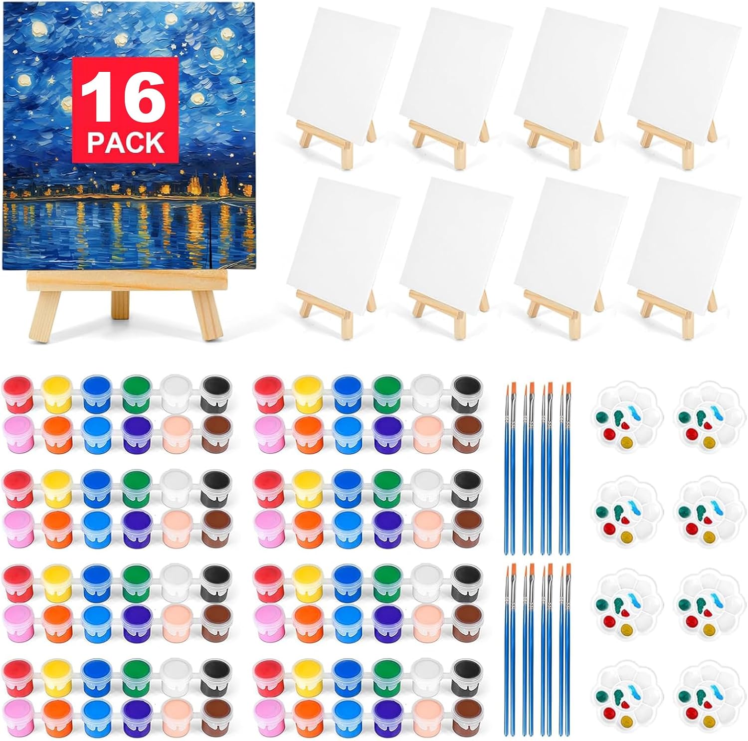 56-Piece Canvas Easel Art Kit - Hình 7