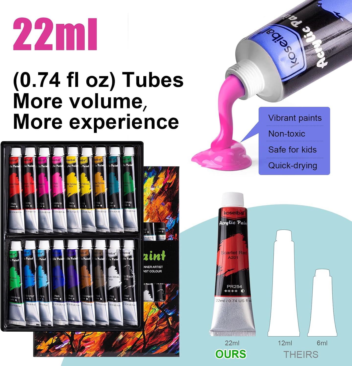 Koseibal 34-Piece Acrylic Art Kit - Hình 3