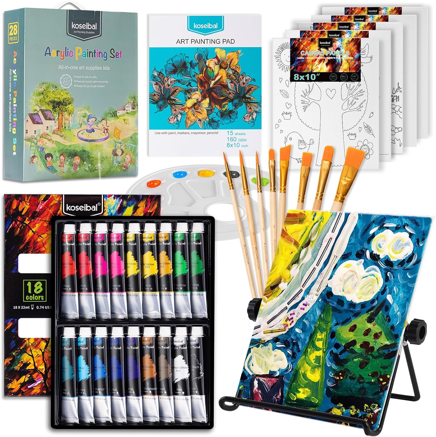 Koseibal 34-Piece Acrylic Art Kit