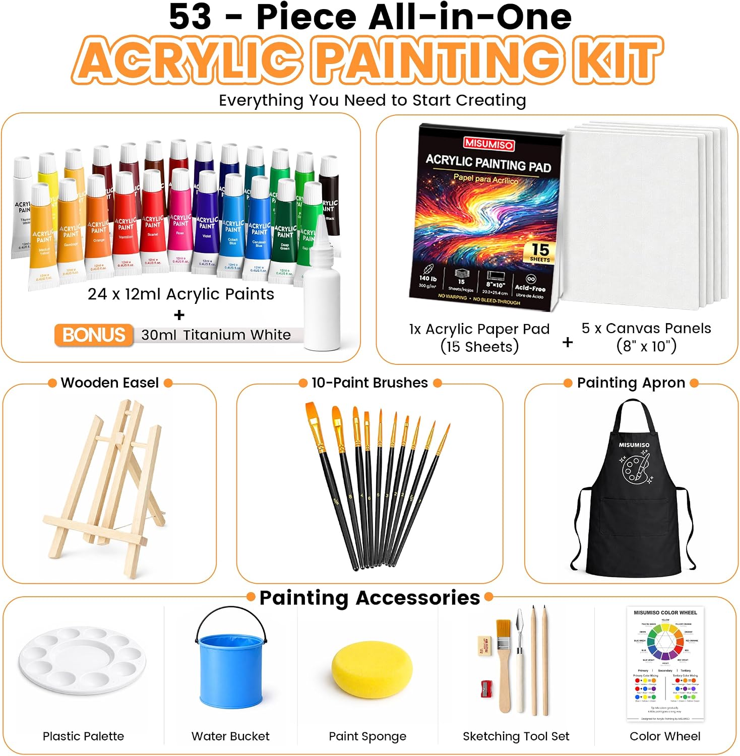 Misumiso 53-Piece Acrylic Painting Set - Hình 4