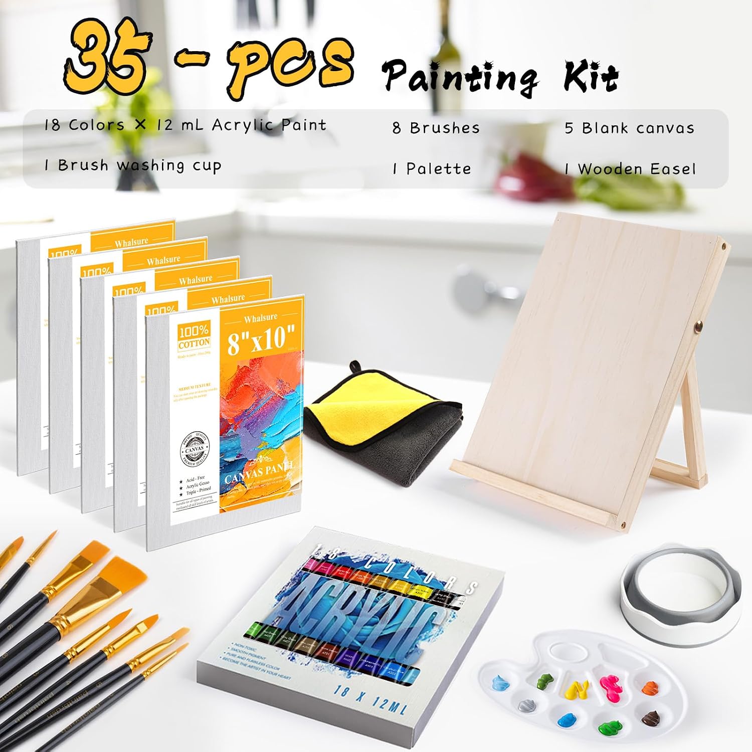Whalsure 35-Piece Acrylic Painting Kit - Hình 2