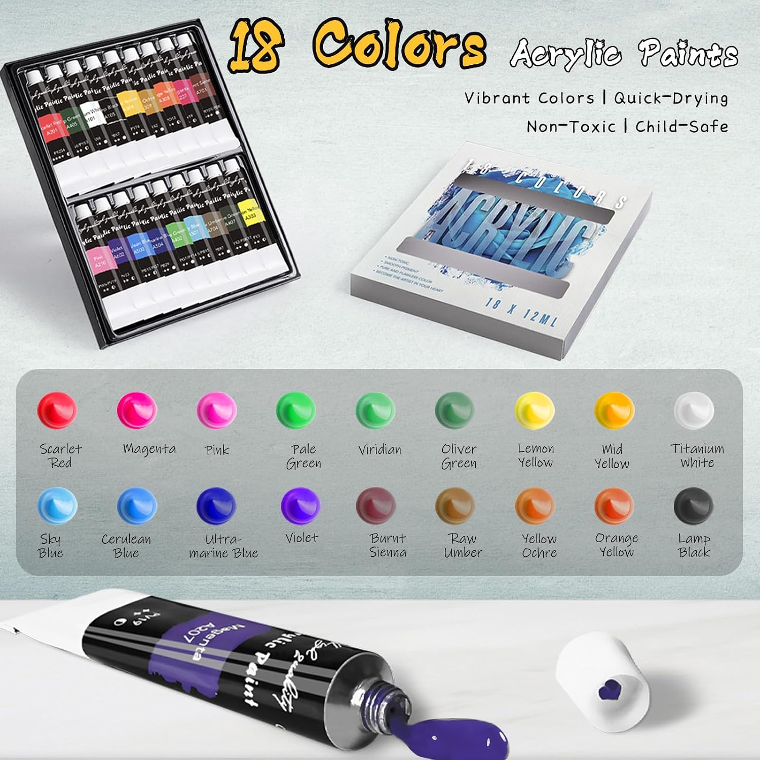 Whalsure 35-Piece Acrylic Painting Kit - Hình 4
